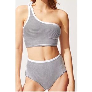 Solid & Striped Striped Rooney One-Shoulder Bikini Set